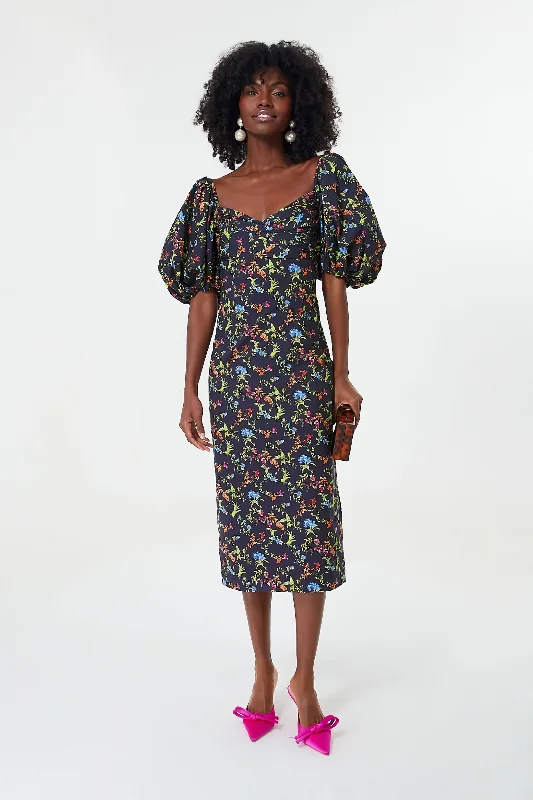 Black Tropical Floral Bridget Dress Tunics Leisure comfortable