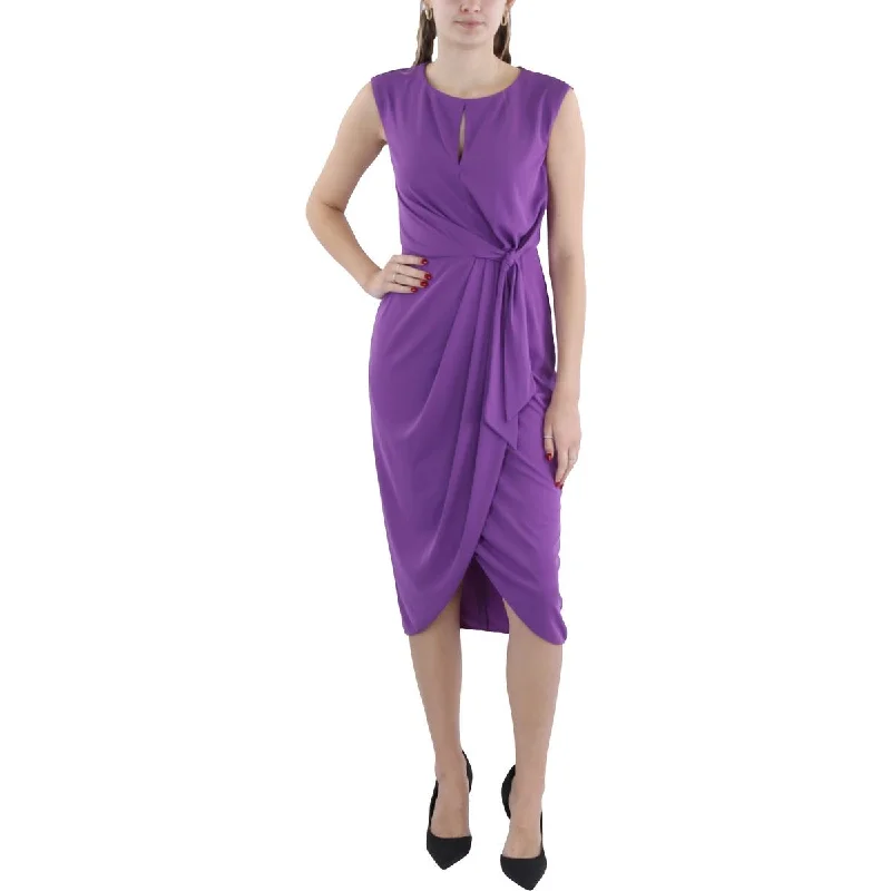 Womens Faux-Wrap Polyester Evening Dress Tunics Floral girly