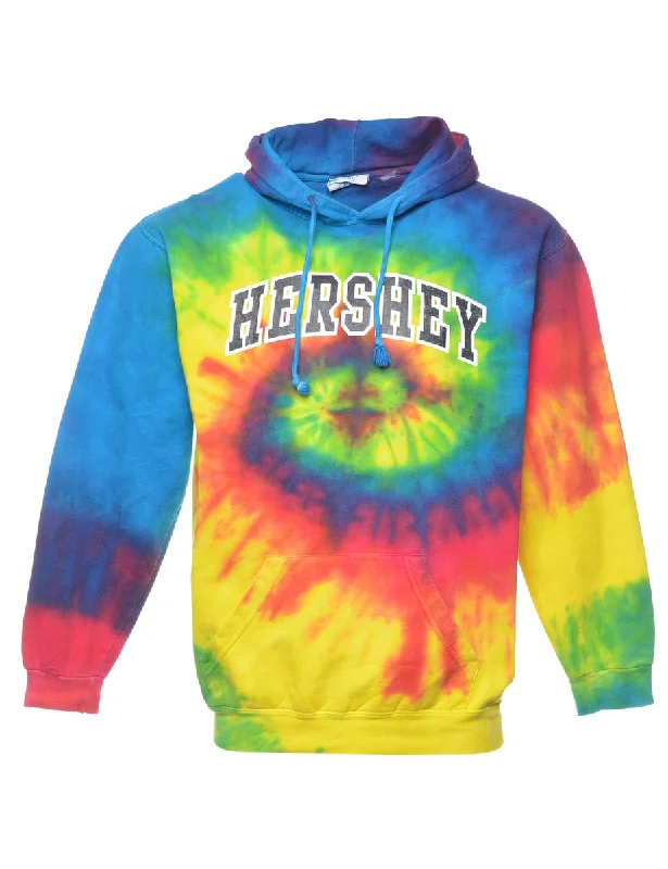 Tie-dye Hershey Hoodie - S Hoodie with Button Classic Timeless