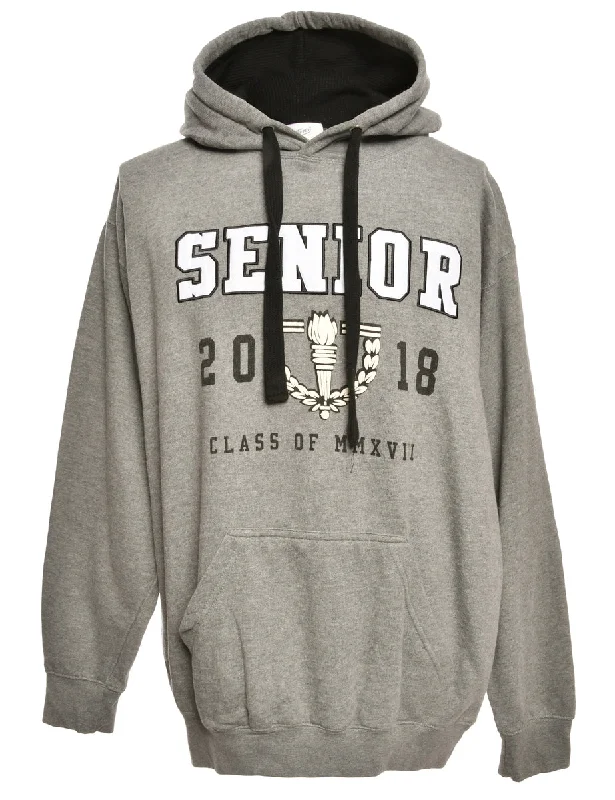 Senior Printed Hoodie - XL Hoodie with Hem Patch Decorative Personalized