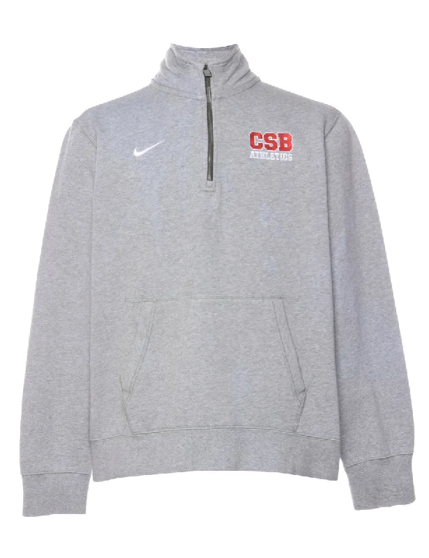 Nike Quarter Zip Plain Sweatshirt - M Hoodie with Snap Buttons Easy Quick
