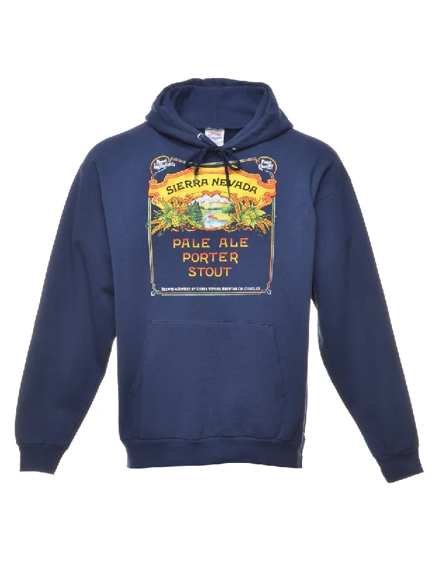 Navy Sierra Nevada Printed Hoodie - S Hoodie with V-Neck Classic Versatile