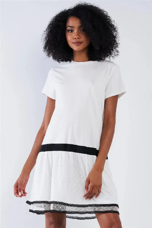 Loose Shapeless Mesh Bottom Layer Mini Dress Tunics Sophisticated sleek