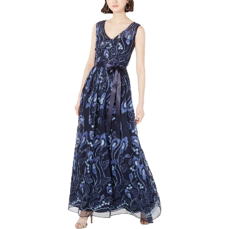 Petites Womens Embroidered Maxi Evening Dress Tunics Brand named