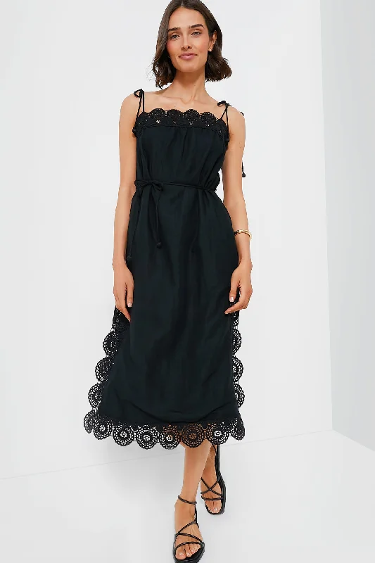 Black Rosina Embroidery Slip Dress Tunics Sale discount