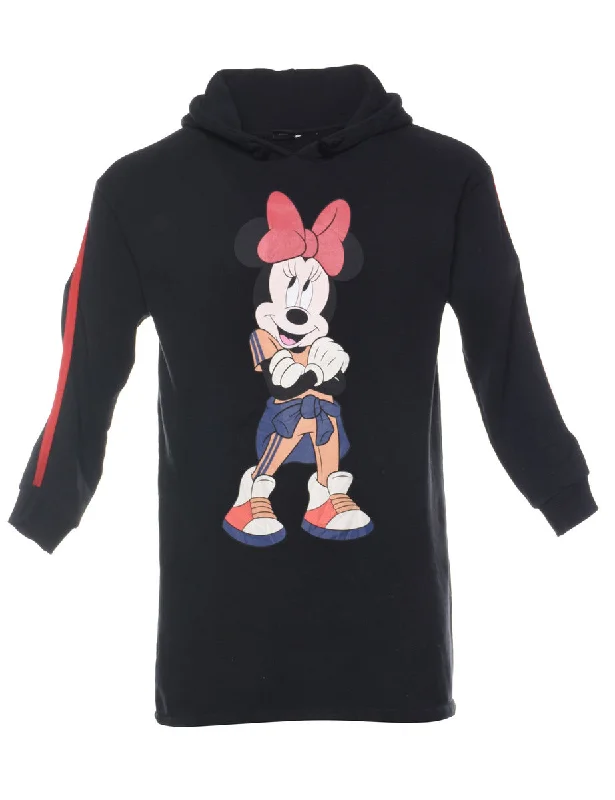 Black Disney Cartoon Sweatshirt - S Hoodie with Hem Embroidery Detailed Premium