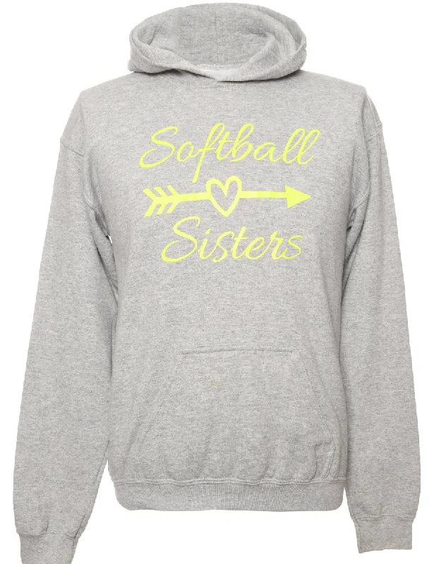 Grey Gildan Hooded Sports Sweatshirt - XL Hoodie with Monochrome Minimalist Simple