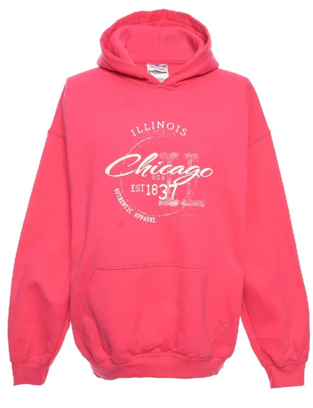 Gildan Printed Hoodie - L Hoodie with Mock Neck Collared Structured