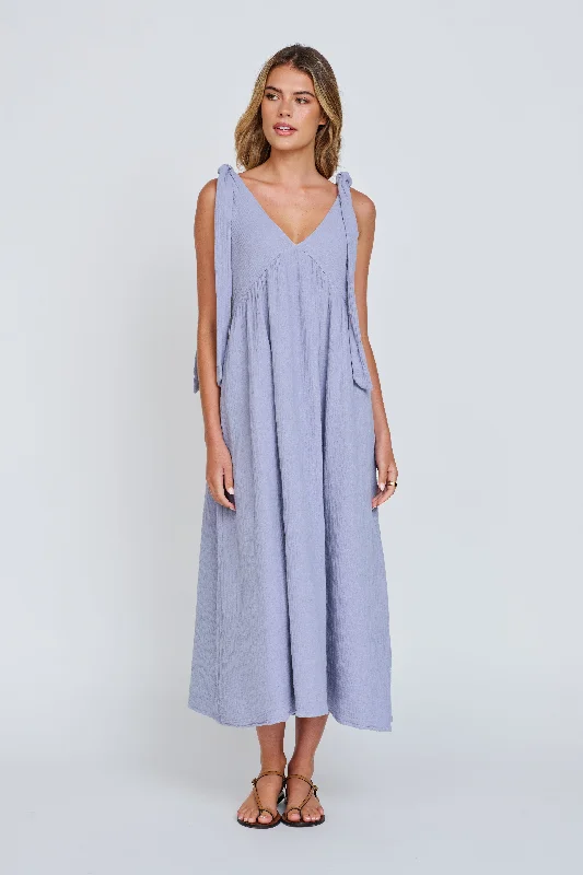 Mallorca Babydoll Midi Dress - Violet Blue Tunics Evening elegant