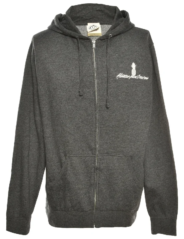 Black Printed Hoodie - L Hoodie with Hem Ribbing Snug Secure