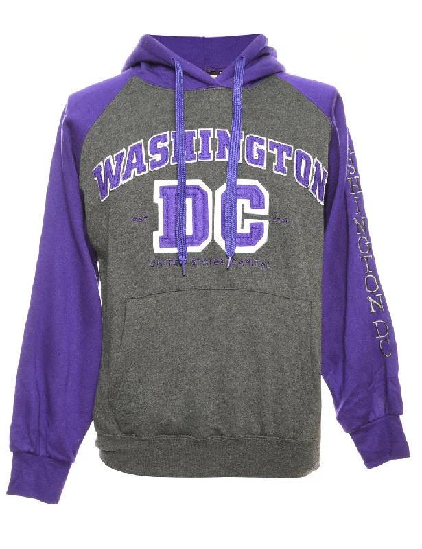 Washington DC Purple & Grey Hoodie - S Hoodie with Crew Neck Simple Timeless