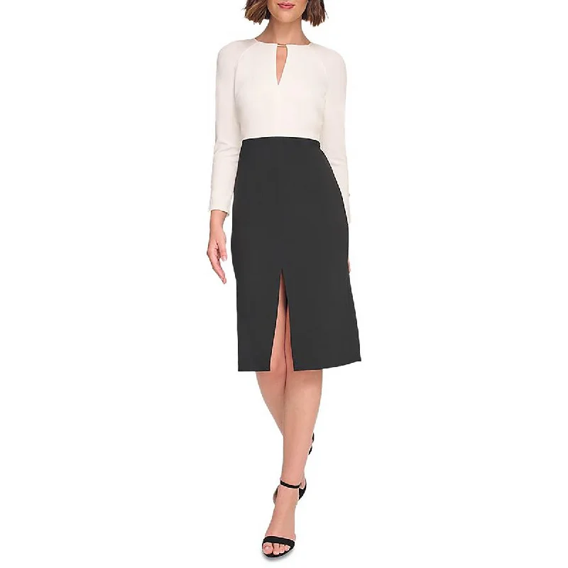Womens Colorblock Key Hole Sheath Dress Tunics Versatile stylish