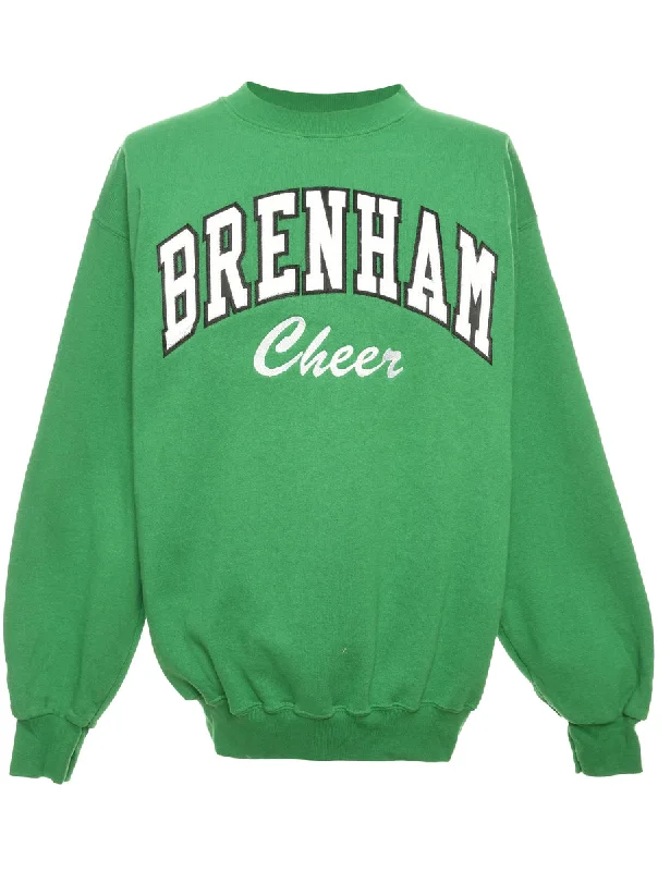 Brenham Cher Green & White Round-Neck Sweatshirt - M Hoodie with Half-Zip Sporty Casual Brenham Cher Green & White Round-Neck Sweatshirt - M Hoodie with Half-Zip Sporty Casual