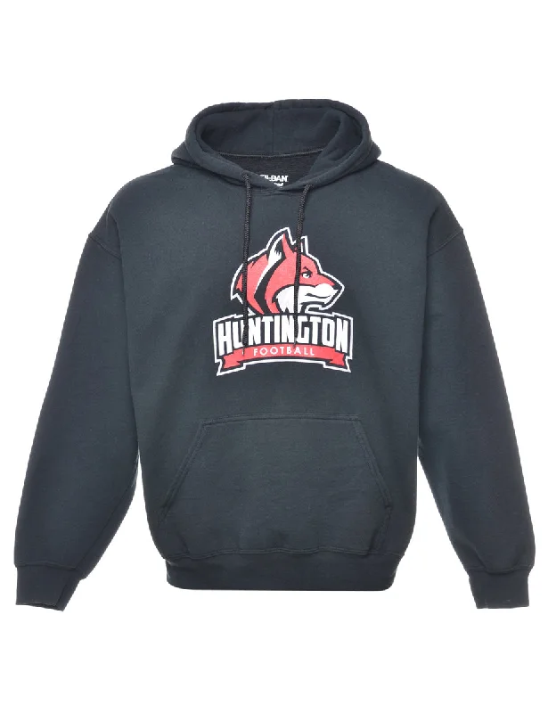 Football Hooded Sports Sweatshirt - L Hoodie with Ribbed Hem Stretchable Secure