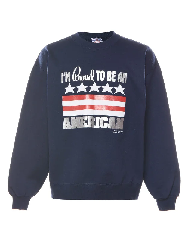 American Printed Sweatshirt - L Hoodie with Full-Zip Functional Layering