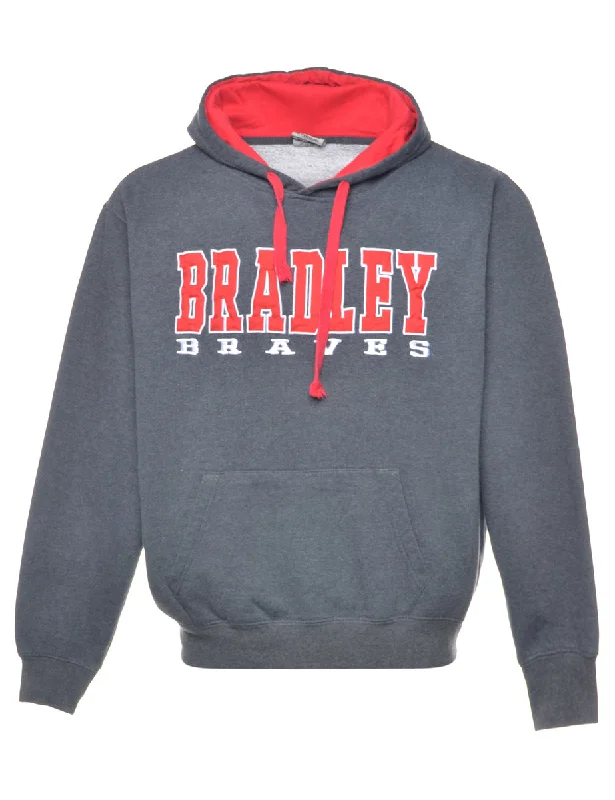 Dark Grey Bradley Printed Hoodie - L Hoodie with Zipper Versatile Modern