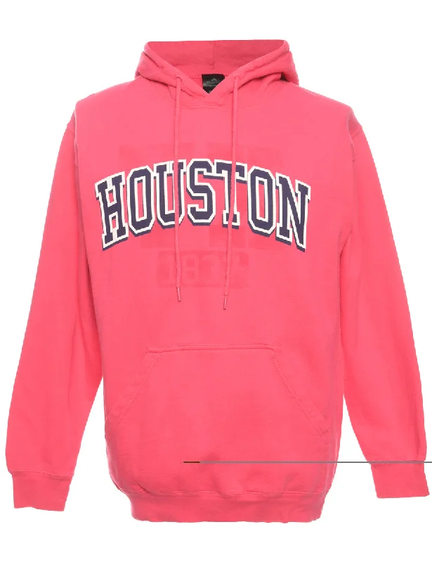 Houston Printed Pink Hoodie - S Hoodie with Drawcord Adjustable Secure