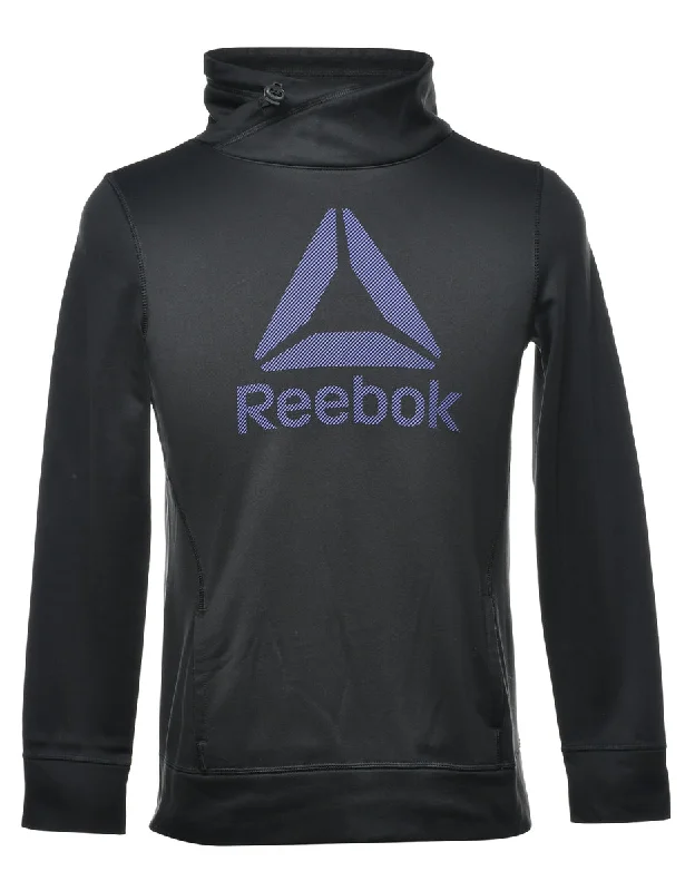 Reebok Printed Sweatshirt - M Hoodie with Mock Neck Collared Structured