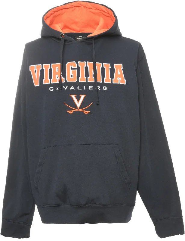 Football Navy Hooded Sports Sweatshirt - L Hoodie with Pastel Soft Subtle