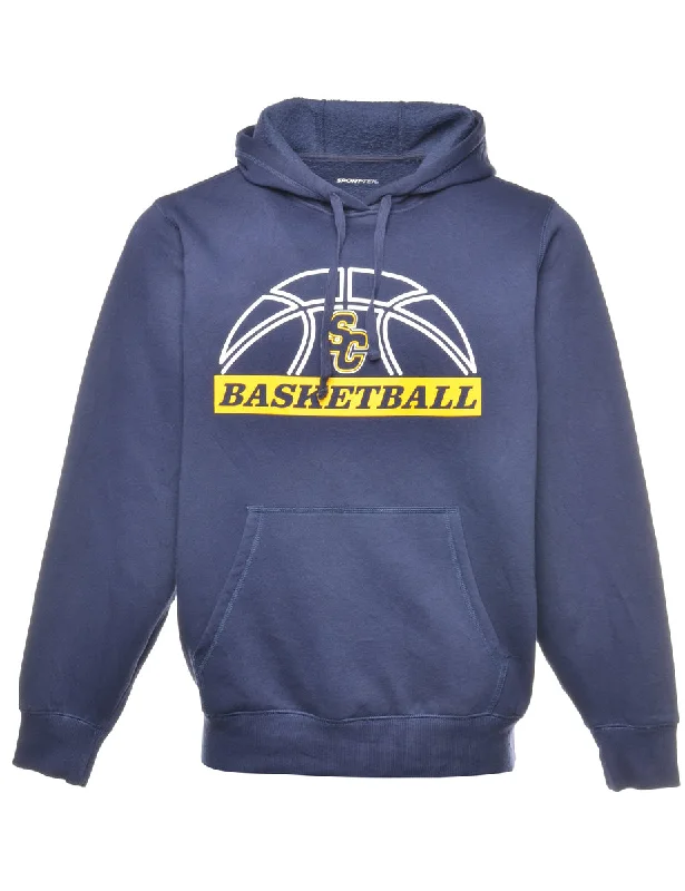 Basketball Printed Hoodie - M Hoodie with Ribbed Cuffs Snug Fit Comfort