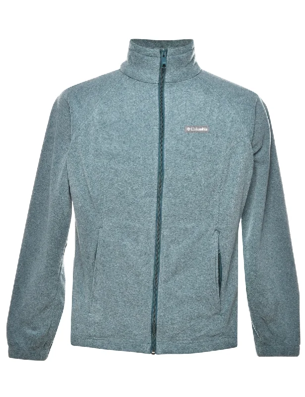 Columbia Fleece Sweatshirt - M Hoodie with Hem Applique Textured Unique