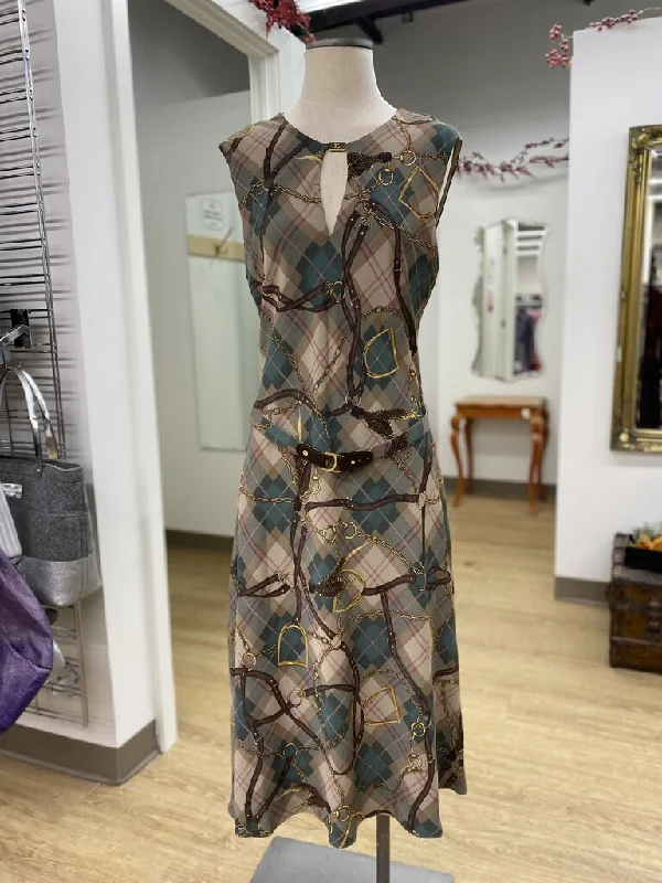 Lauren Ralph Lauren multi print dress 10 Tunics Long Elegant