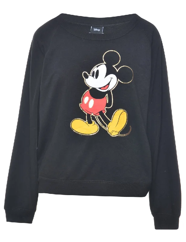 Black Disney Cartoon Sweatshirt - S Hoodie with Cuffed Sleeves Snug Secure