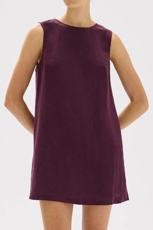 Assembly Label - Bridget Linen Silk Mini Dress, Fig Tunics Lace romantic