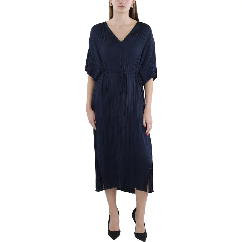 Womens Pleated Polyester Maxi Dress Tunics Stylish elegant