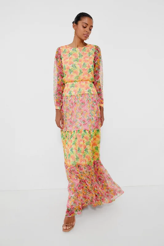 Maple Fuchsia Fire Isabel Long Dress Tunics Party sparkling