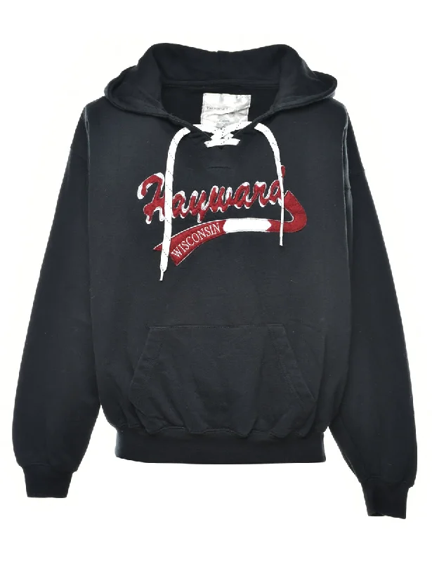 Wisconsin Printed Hoodie - S Hoodie with Snap Buttons Easy Quick