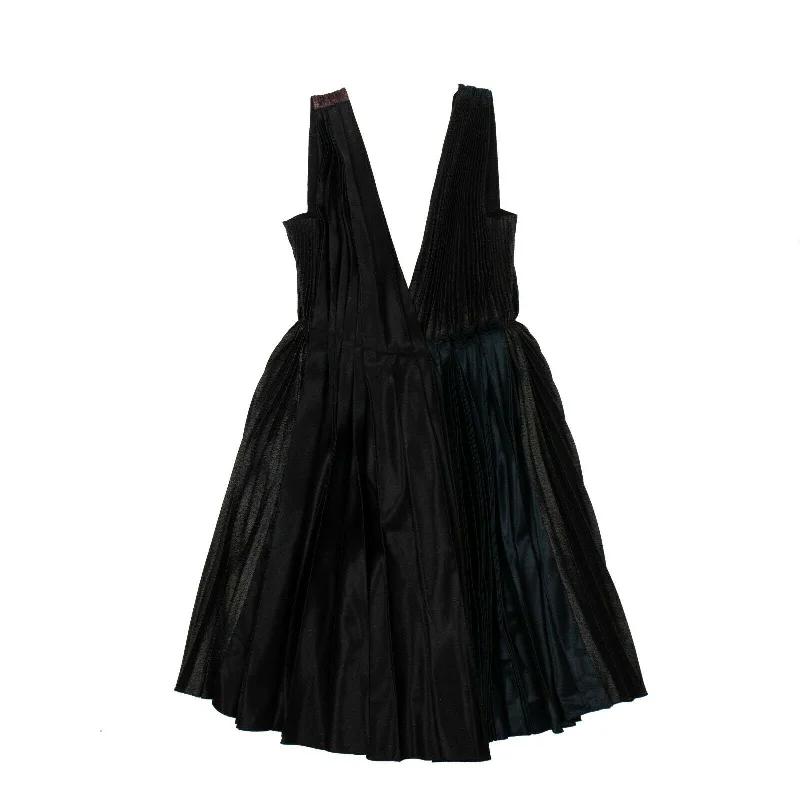 Cedric Charlier Pleated Plunging Neck Dress - Multi Off-the-shoulder Chic Trendy