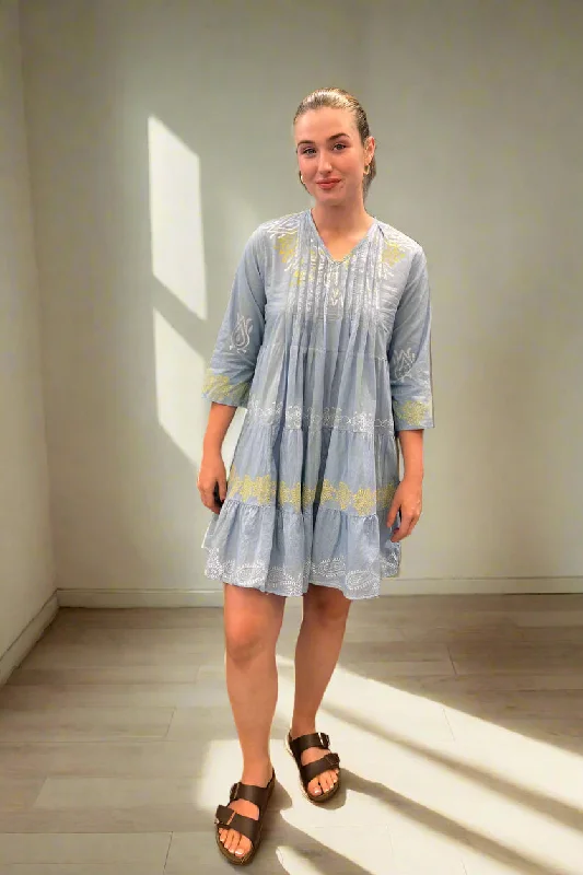 Pretty blue cotton dress 3334 by Saint Lori Bodycon Club Sequined