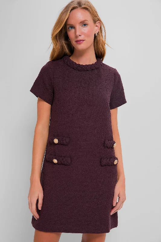 Oxblood Tweed Jackie Dress Tunics Gym athletic