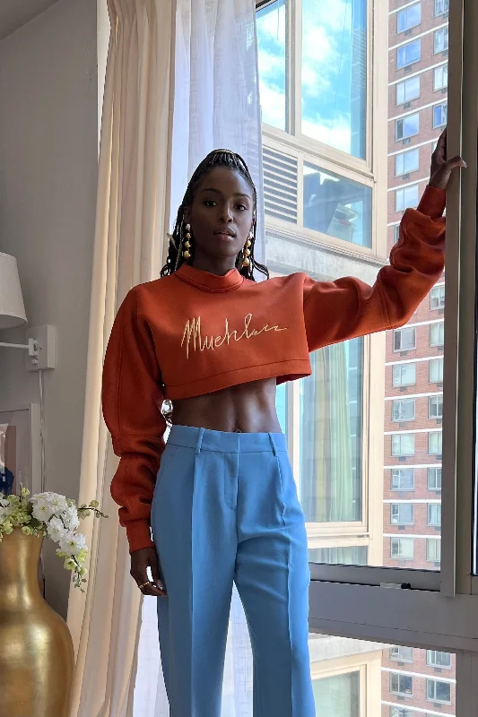Signature Crop Sweatshirt- XL Hoodie with Embroidery Detailed Premium