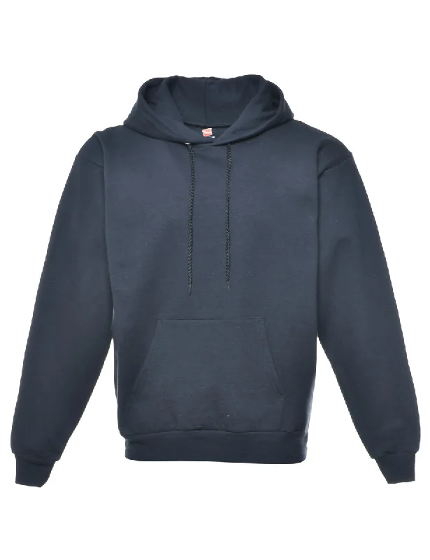 Black Hanes Hooded Sweatshirt - M Hoodie with Hem Fringe Bohemian Relaxed