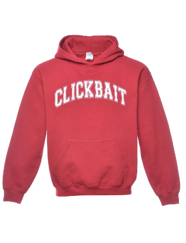 Maroon Clickbait Printed Hoodie - S Hoodie with Crew Neck Simple Timeless