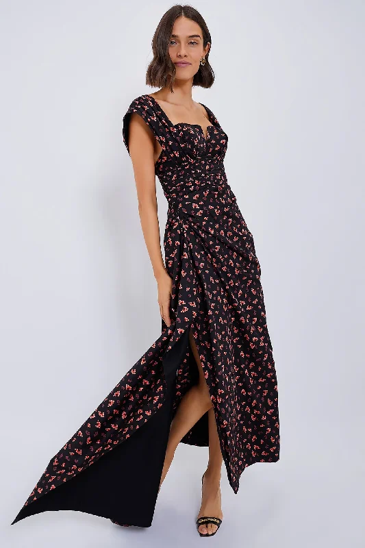 Black and Orange Flower Helen Dress Tunics Stylish modern