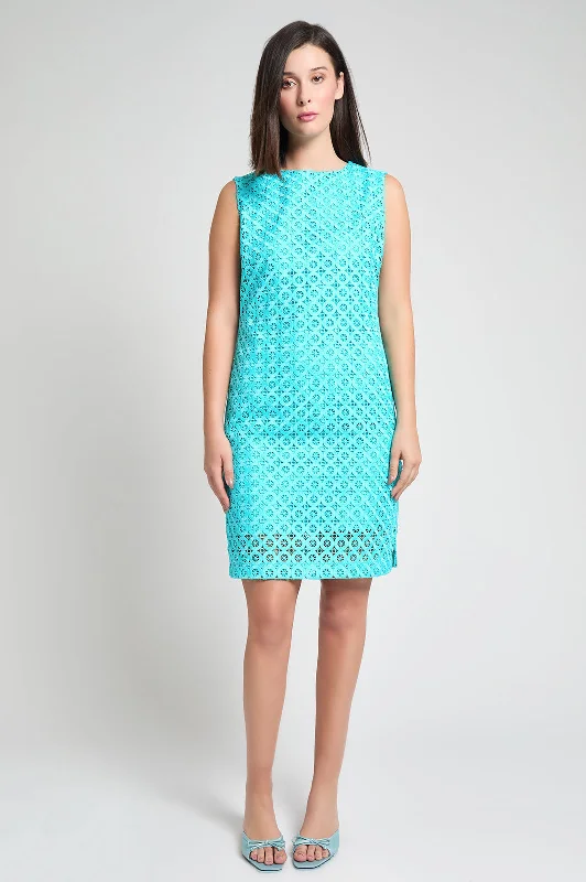Geometric Lace Cutout Woven Sheath Dress Tunics Brand named