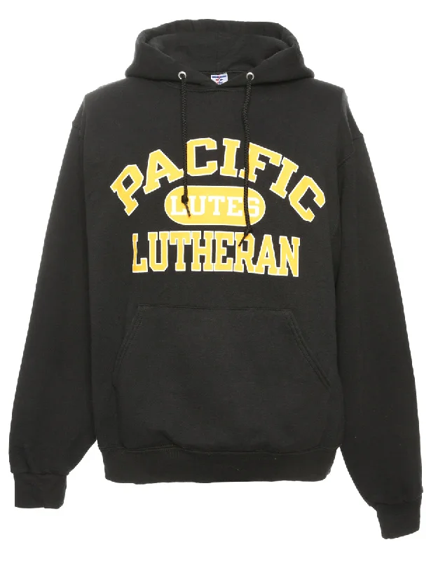 Pacific Lutheran Jerzees Printed Black & Yellow Sweatshirt - M Oversized Hoodie Comfort Casual