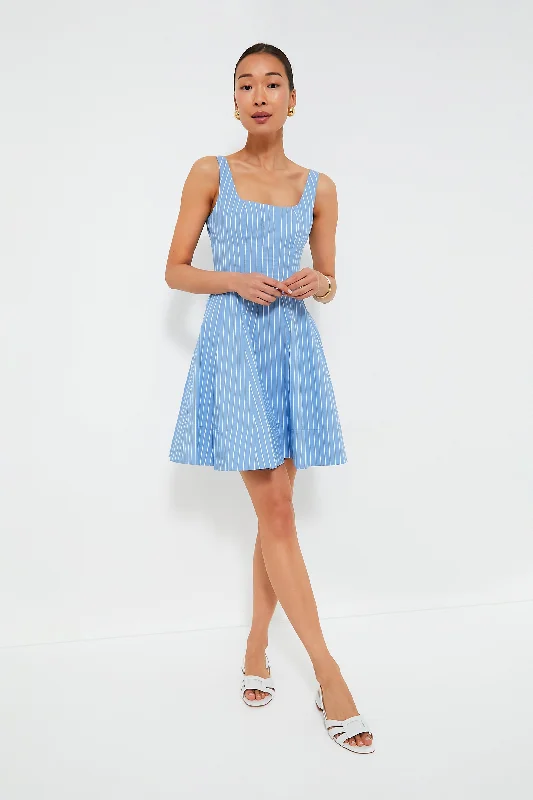 Azure Pinstripe Mini Wells Dress Tunics Spring floral
