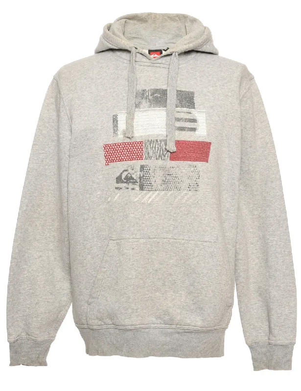 Embroidered Grey & Red Printed Hoodie - L Hoodie Crop Top Short Trendy