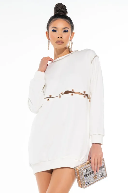 NO COMPETITION SWEATSHIRT DRESS Hoodie with Raw Hem Edgy Unfinished