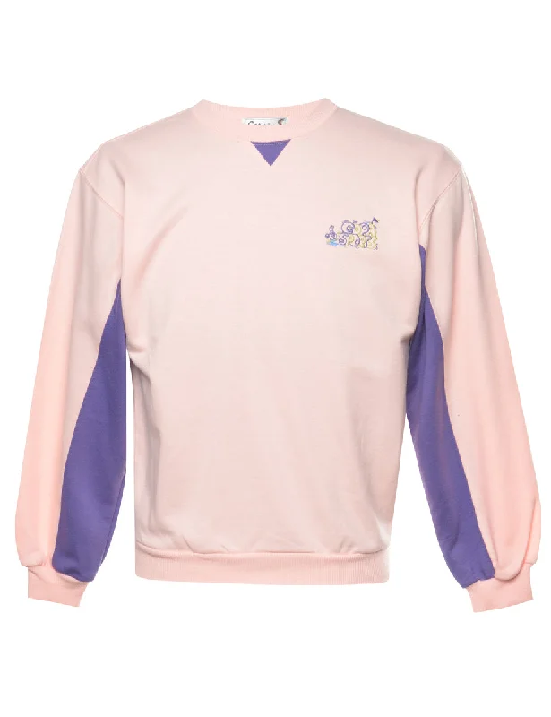 Pale Pink Plain Sweatshirt - S Hoodie with Belted Waist Structured Tailored