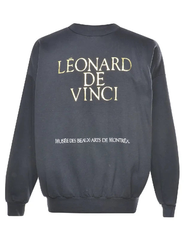 Black Printed Sweatshirt - M Hoodie with Magnetic Closure Innovative Modern