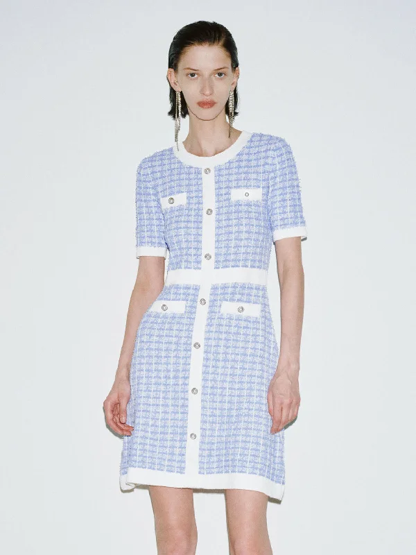 Short Sleeve Tweed Dresses Tunics Ceremony elegant