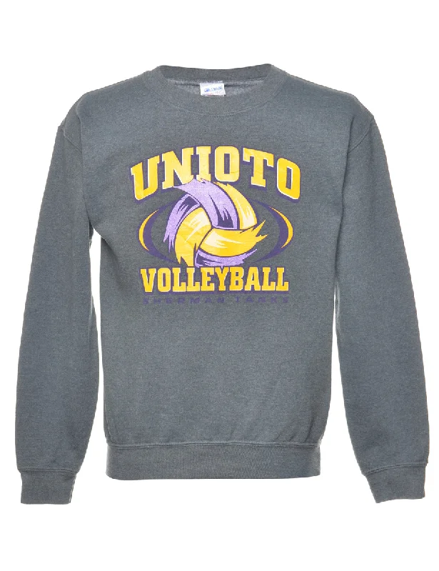 Grey Unioto Volleyball Printed Sweatshirt - S Hoodie with Mesh Breathable Sporty