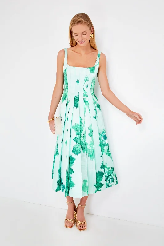 Giant Moire Roses Emerald Adele Dress Tunics Occasion special