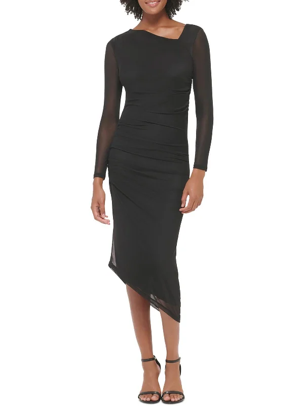Womens Sheer Midi Bodycon Dress Tunics Sophisticated sleek