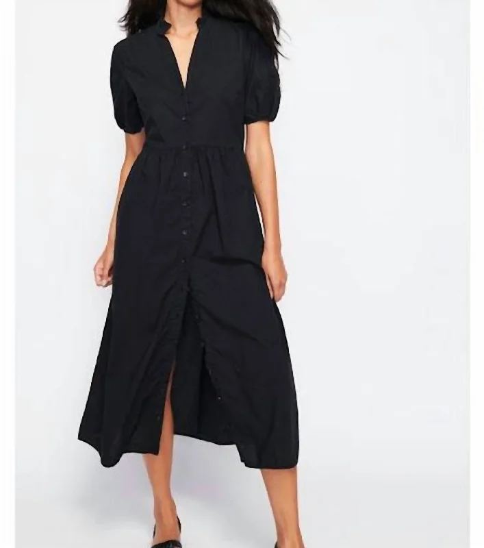Liliya Button Thru Dress In Black Tunics Sale discount